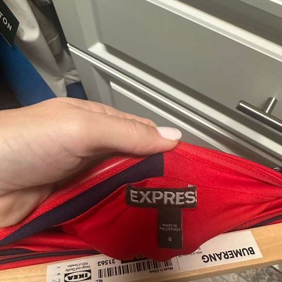 Express Red and Blue Strapless Bodycon Cocktail Dress - Picture 6 of 7